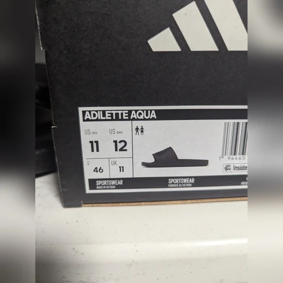 Adidas Black Slides with Logo, Size 11 - Picture 6 of 6